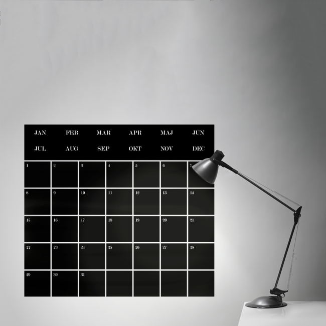 Månedskalender i tavlefolie